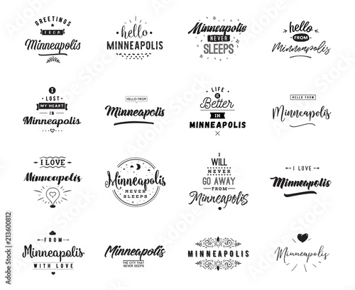 Greeting cards, vector design. Isolated logos. Typography set.