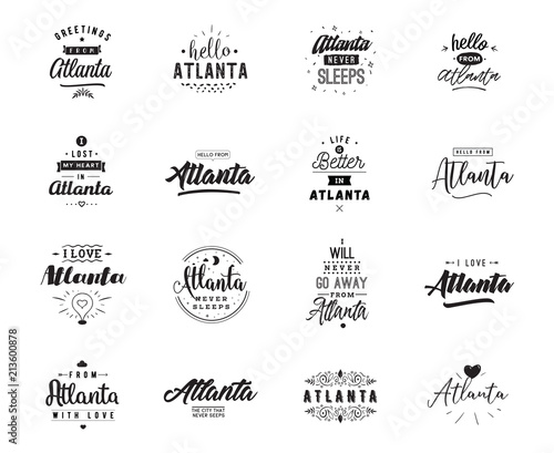 Greeting cards, vector design. Isolated logos. Typography set.