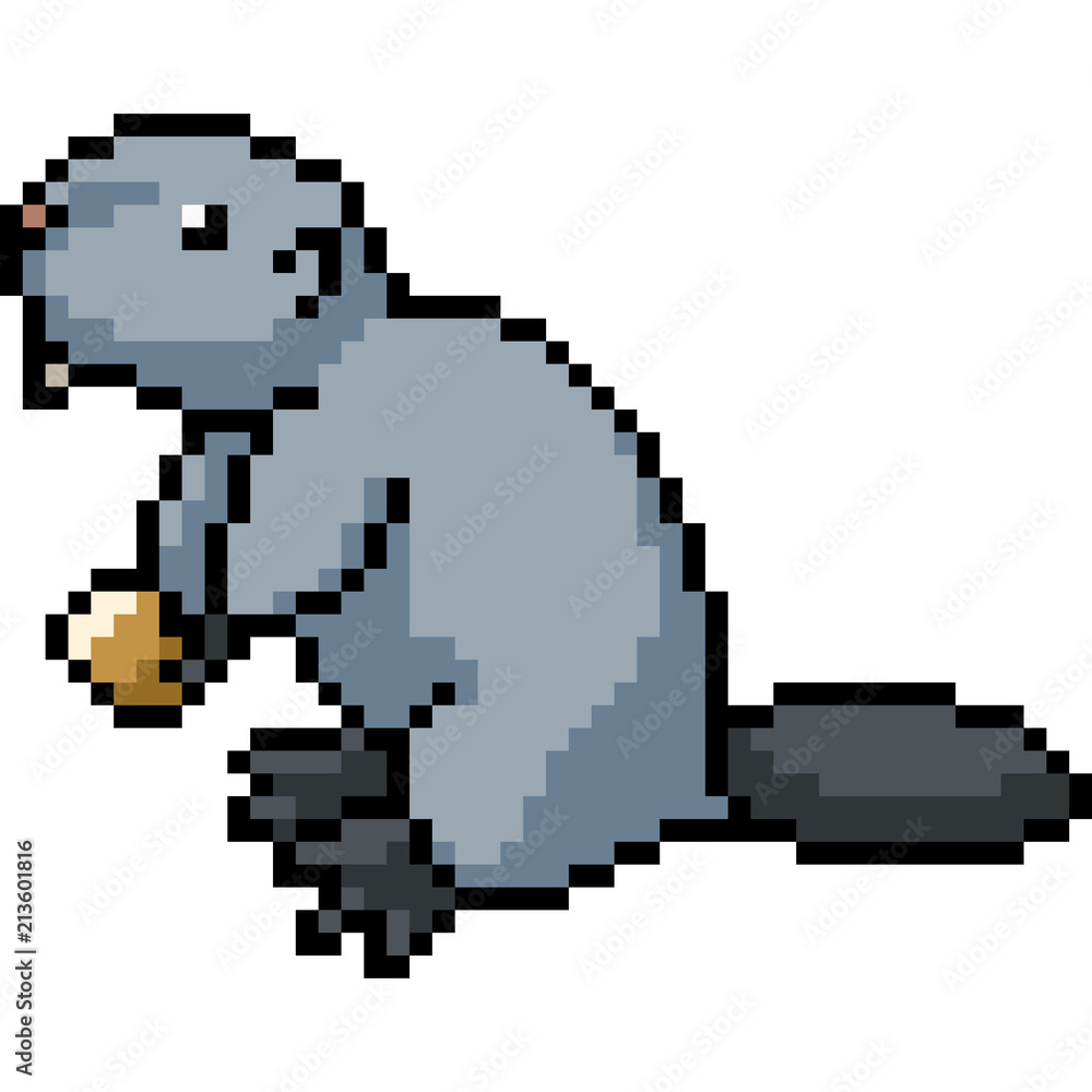 Obraz premium vector pixel art beaver
