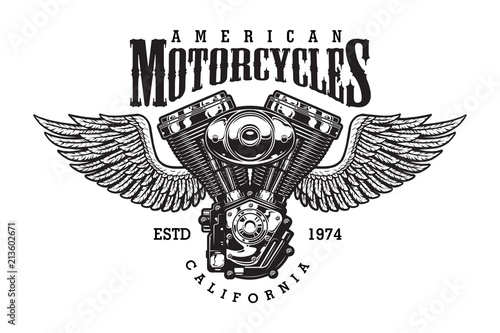 Vintage monochrome motorcycle emblem