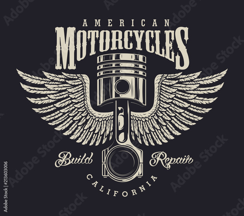 Vintage motorcycle repair shop logo