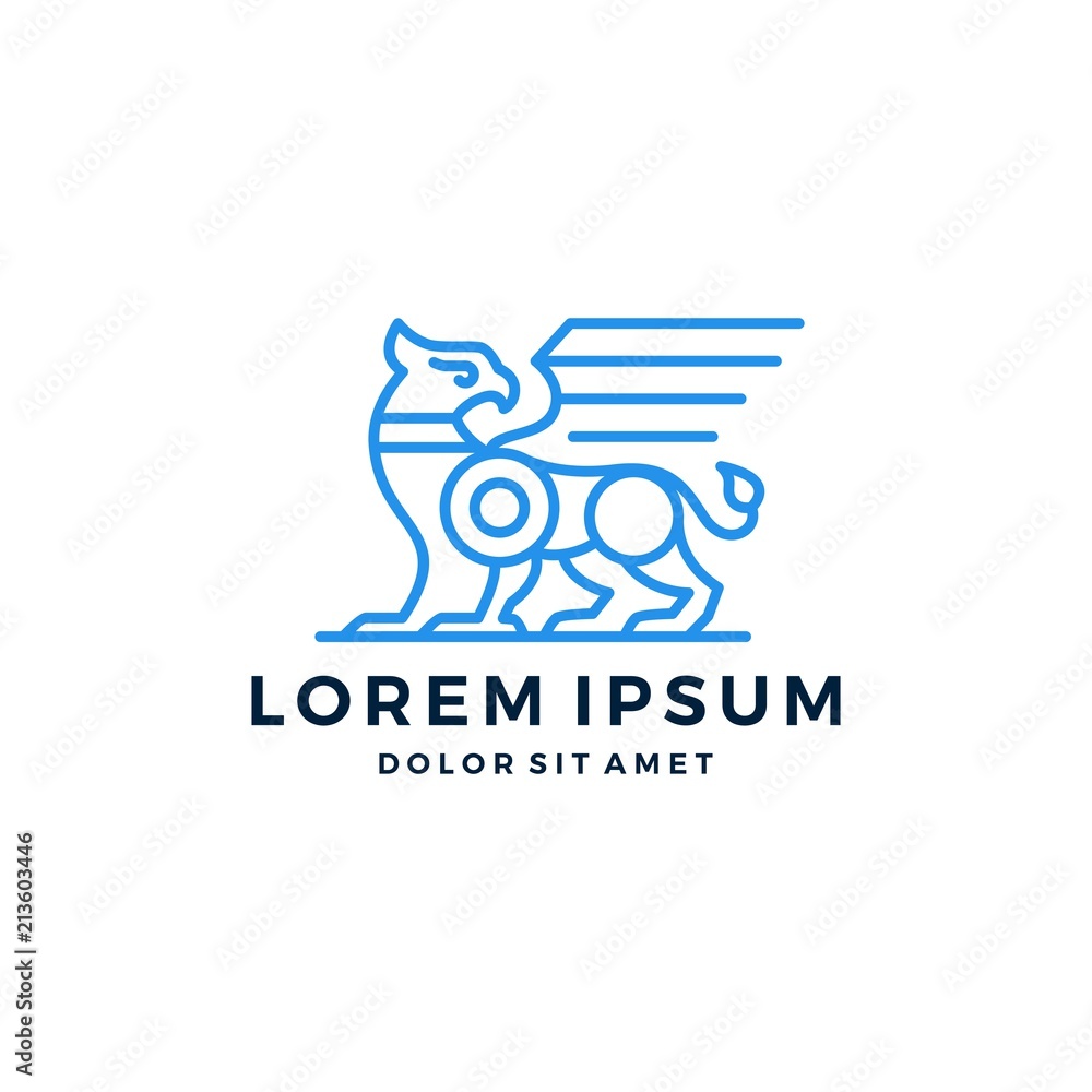 griffin gryphon griffon logo eagle lion line art outline monoline vector illustration griffin gryphon griffon logo eagle lion line art outline monoline vector illustration
