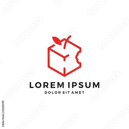 apple box cube logo vector line art outline