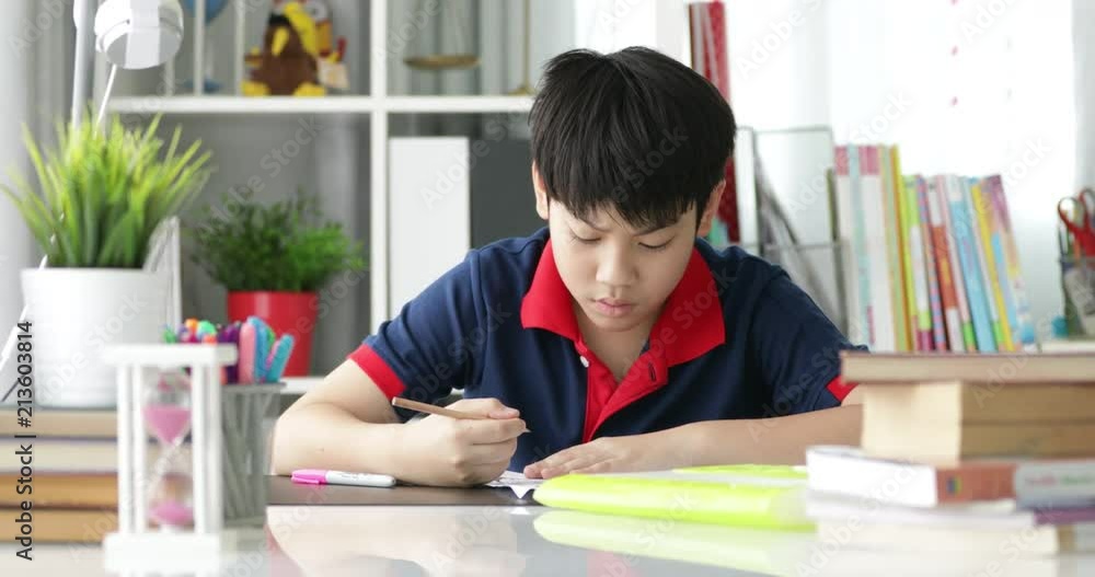 Asian preteens doing your homework with tablet computer with serious face. Asian preteens doing your homework with tablet computer with serious face.