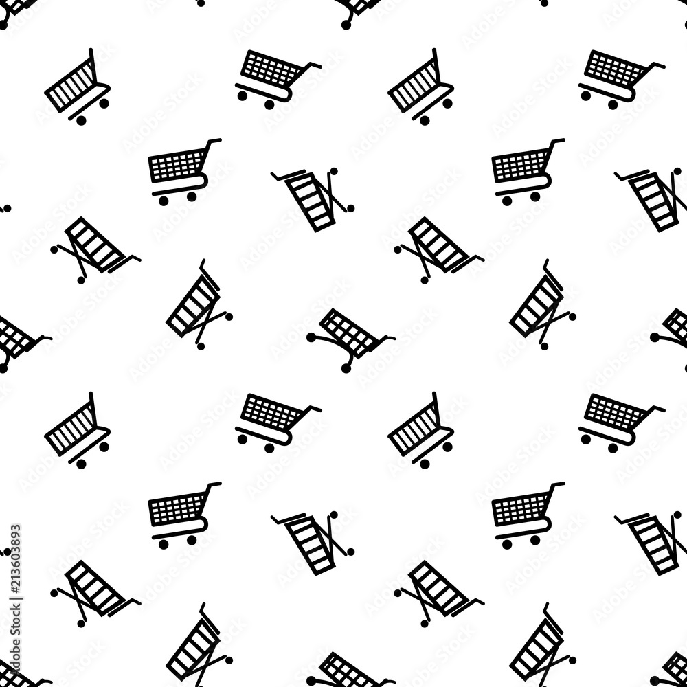 Shopping cart seamless pattern. Vector. Shopping cart seamless pattern. Vector.