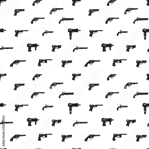 Guns and handguns seamless pattern. Vector.
