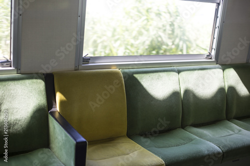 Empty interior of the train. chair