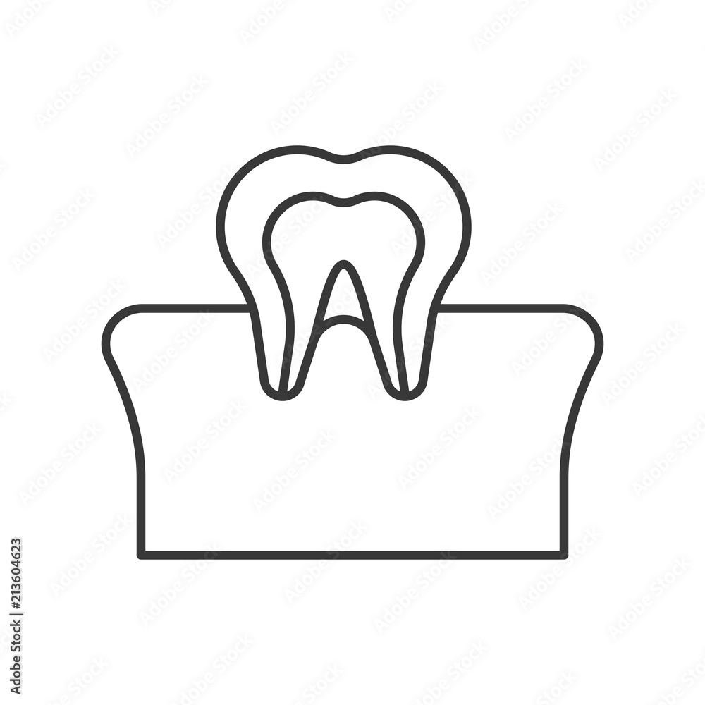 Tooth and gum outline icon, dental care set Tooth and gum outline icon, dental care set