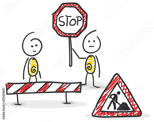 Sticky Strichmännchen Vektor Grafik Icons Piktogramme Stop