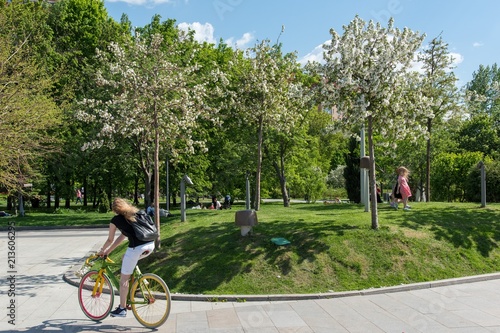 bicyclist in the garden