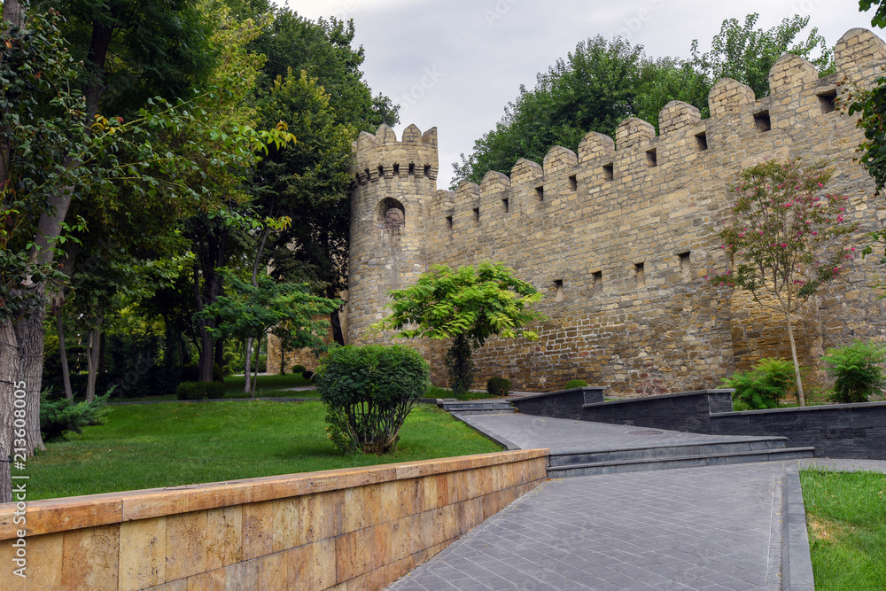 Old  fortress wall in Governor Garden, Baku city
