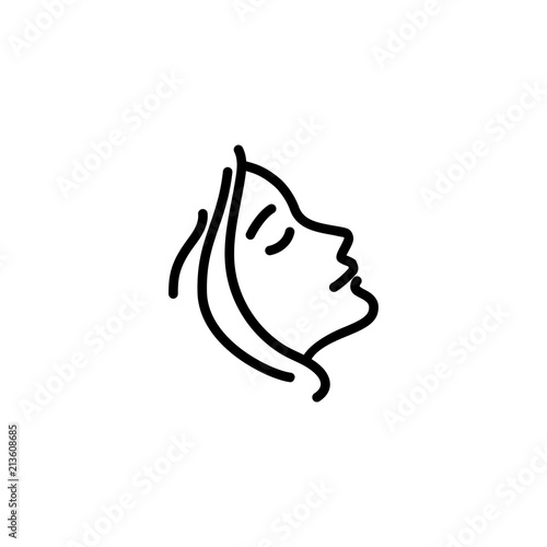 Woman profile line icon. Face, cosmetology, beautician. Beauty care concept. Can be used for topics like beauty salon, dermatology, aesthetic procedure