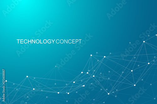 Geometric connected background lines and dots. Simple technology abstract graphic background design, vector illustration.