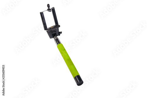 Monopod for selfie for smart phone isolated on white background