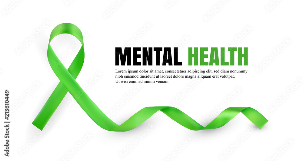 Green Mental Health Awareness Symbolic Ribbon Stock Vector | Adobe Stock