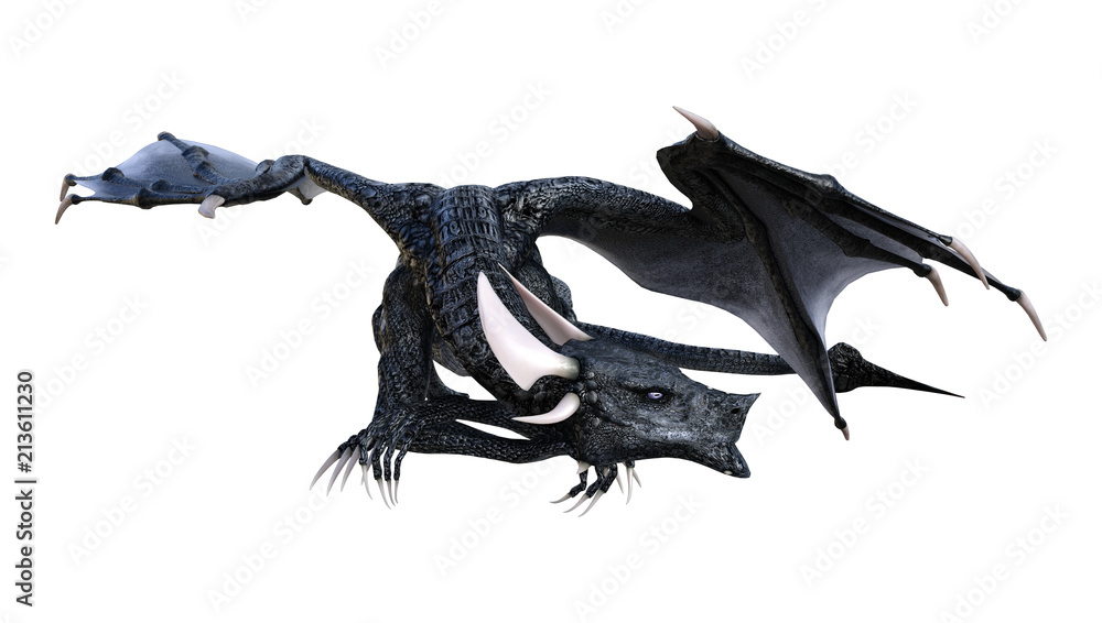 Fototapeta premium 3D Rendering Fantasy Dragon on White