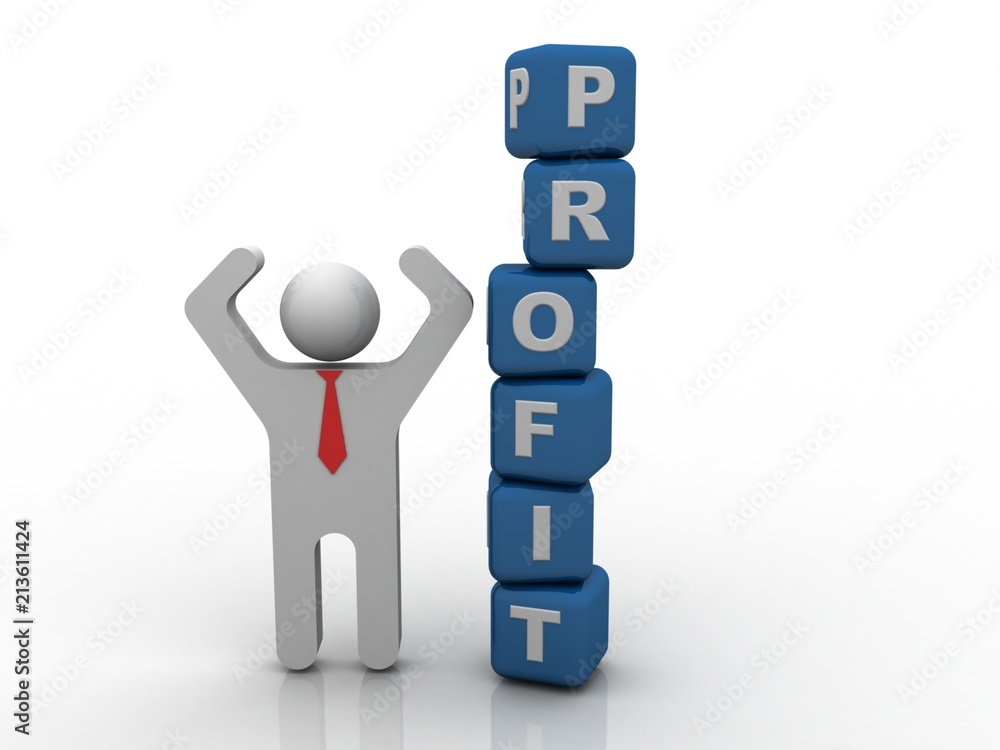 3d rendering business leadership with profit cube 3d rendering business leadership with profit cube