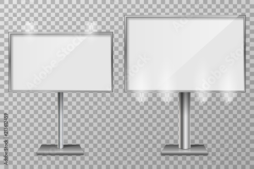 Billboard template design for outdoor advertising and design. 3d Retail lighting billboards. Business concept of lightbox screen. vector illustration