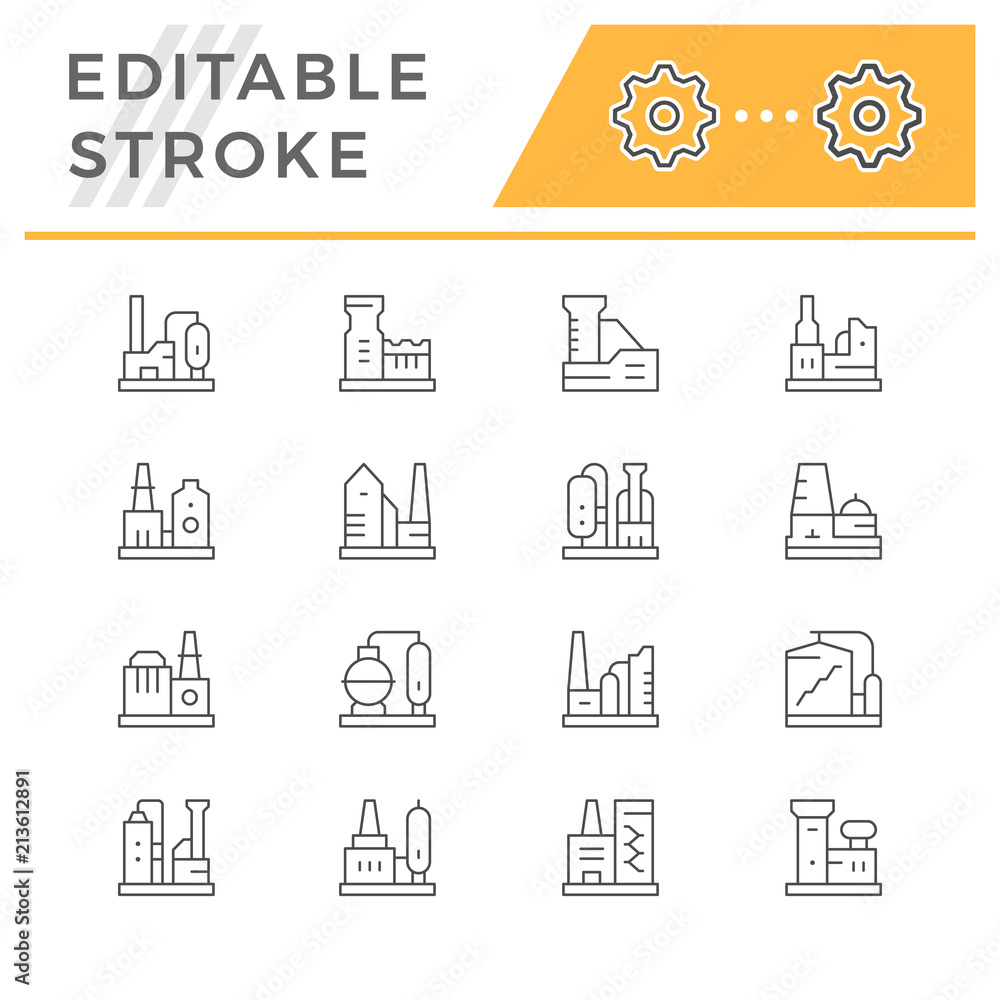 Set line icons of factory Set line icons of factory