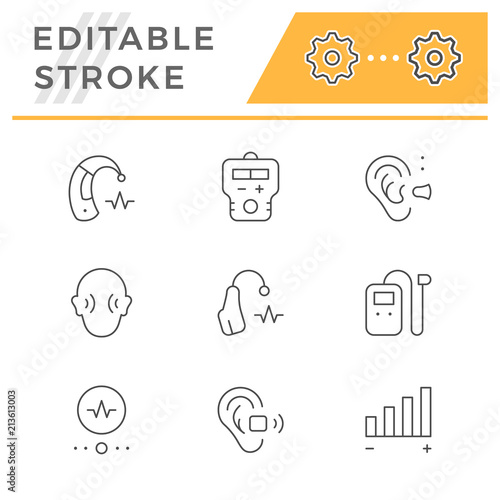 Set line icons of hearing aid