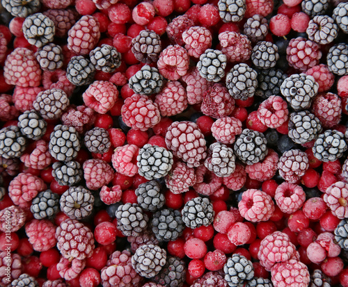 closeup of frozen berries 