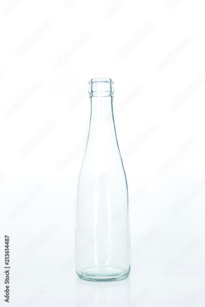 glass bottle clear empty on white background glass bottle clear empty on white background