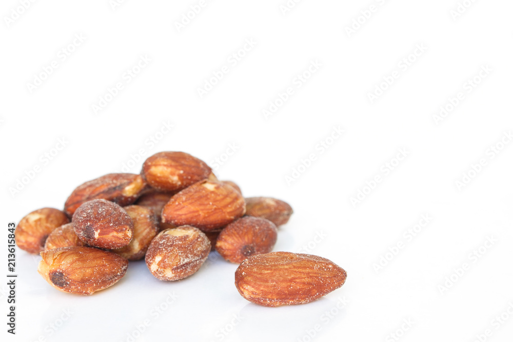 almonds nut roast on white background almonds nut roast on white background