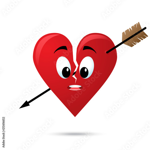 Broken heart pierced by an arrow