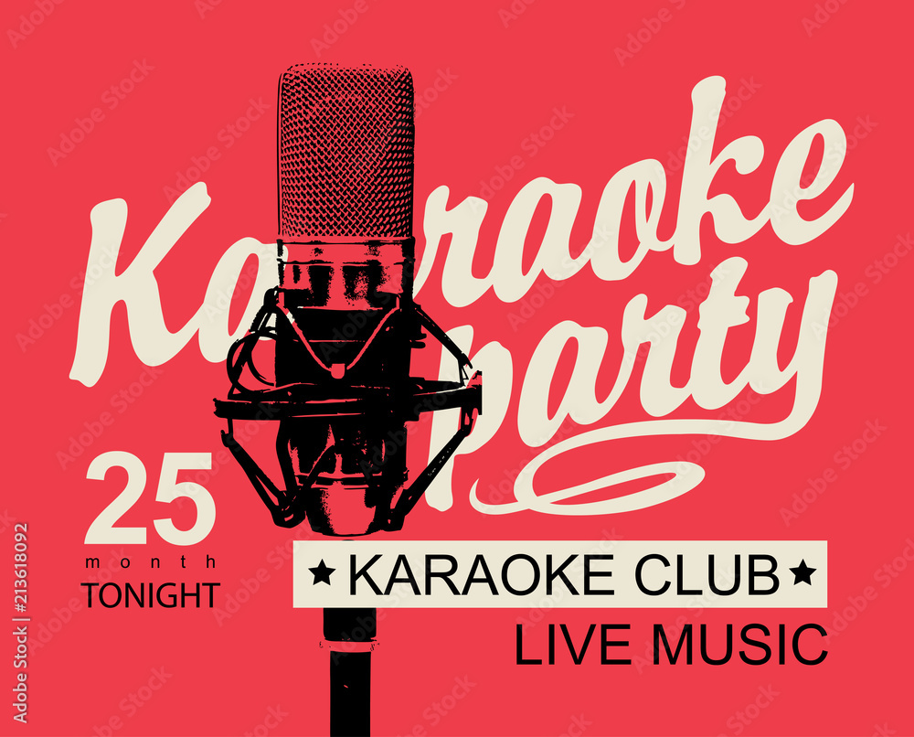 Fototapeta premium vector banner for inscription karaoke party and microphone