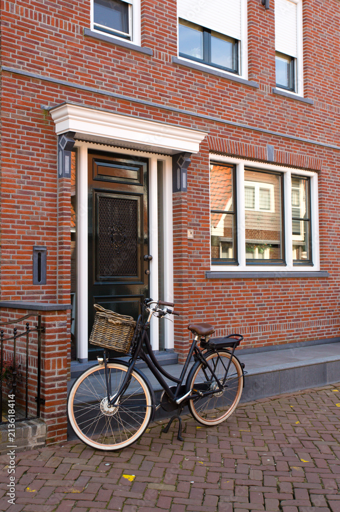 bike near brick wall