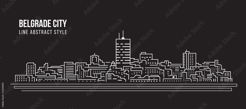 Cityscape Building Line art Vector Illustration design - Belgrade city