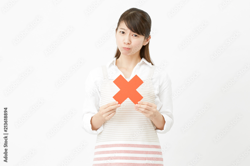 女性 エプロン ばつ印 女性 エプロン ばつ印