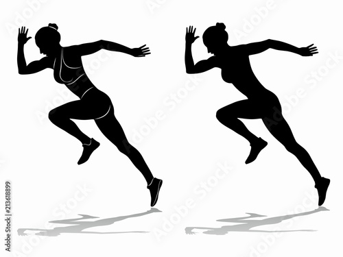 silhouette of runner , vector draw