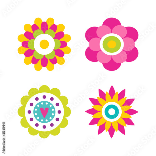 Flowers in Blossom Collection Vector Illustration