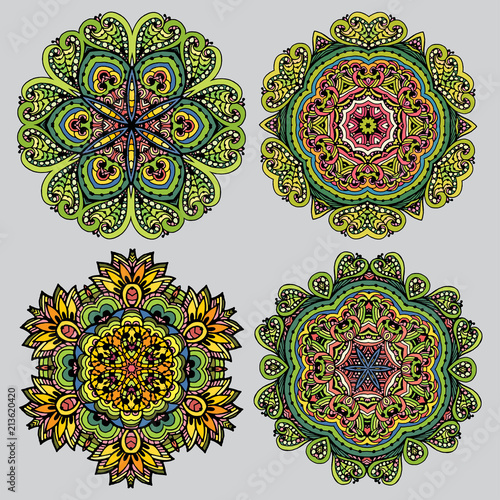 Set of vector doodles mandalas for coloring. Vector Image Doodle  drawing for coloring the mandala.