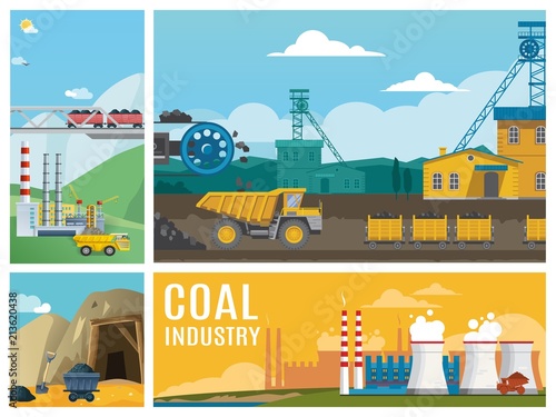 Flat Coal Industry Colorful Composition