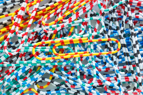 paper clip multicolor pile on white background
