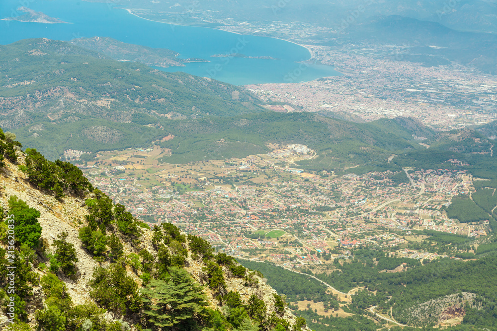 Scenic view from Babadag mountain in Turkey, Oludeniz Mediterranean coast