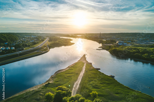 Fotografie Confluence of two rivers (Namunas and Neris) in Kaunas old town, Lithuania