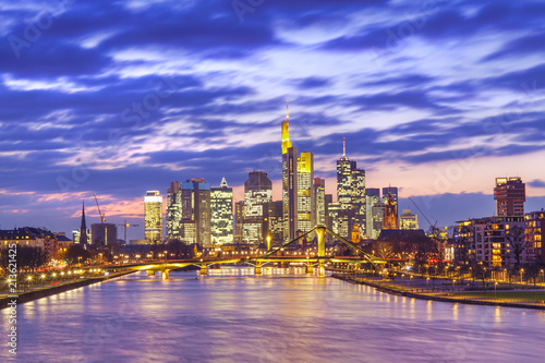 beautiful cityscape of Frankfurt am Main city in Germany. night scene © Ioan Panaite