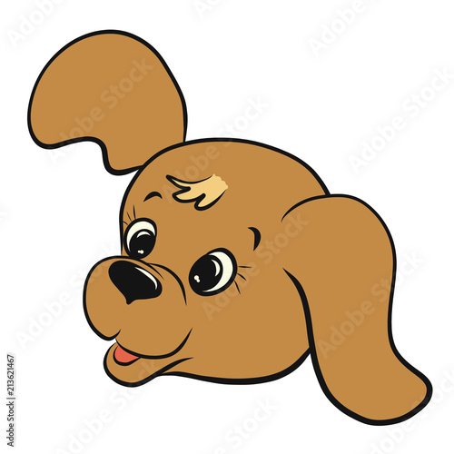 A small funny joyful puppy with long ears  a head