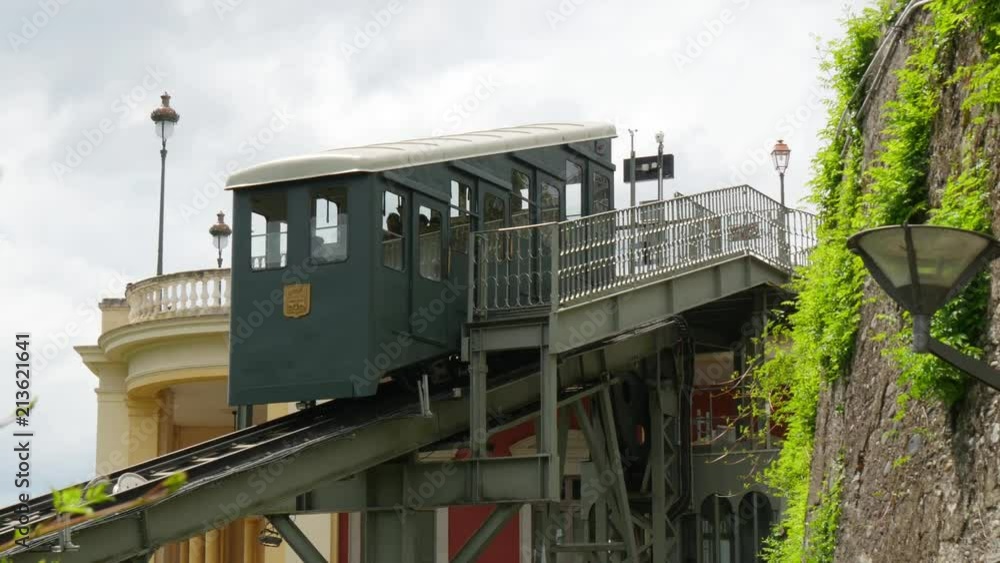 PAU, FRANCE - JUNE 20, 2018, funicular of the city of Pau PAU, FRANCE - JUNE 20, 2018, funicular of the city of Pau