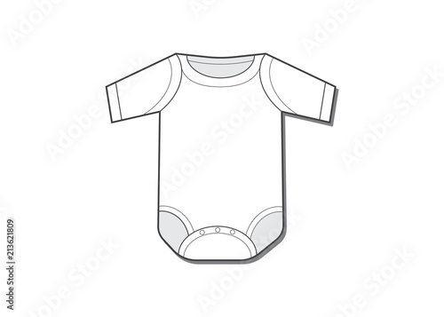 Baby bodysuit flat sketch template. Baby bodysuit