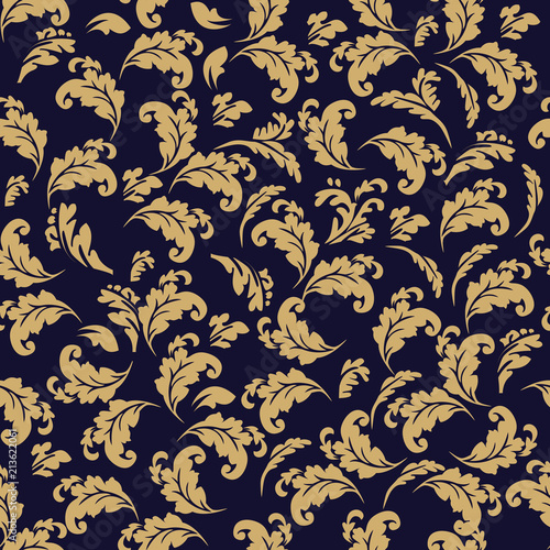 Vector abstract floral pattern. Pattern with leaves. Wallpapers for your design. Royal pattern with floral ornament. Seamless wallpaper with a damask pattern. Vector illustration. 