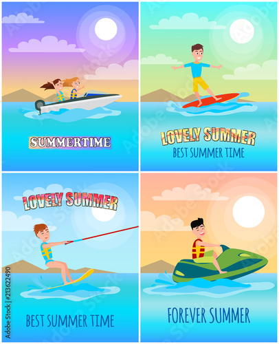 Summertime Banners Collection Vector Illustration