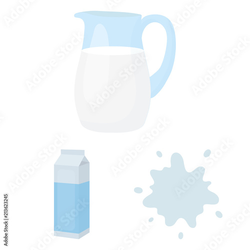 Milk product cartoon icons in set collection for design.Milk and food vector symbol stock web illustration.