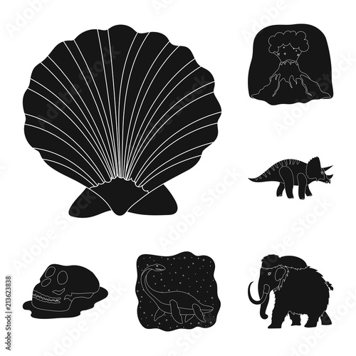 Different dinosaurs black icons in set collection for design. Prehistoric animal vector symbol stock web illustration.