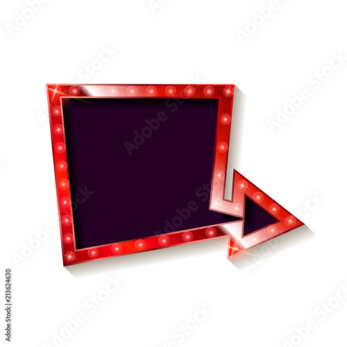 Realistic 3d arrow with electric bulbs.