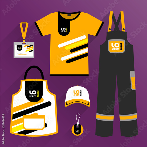 Corporate identity template, uniform and promotional gifts