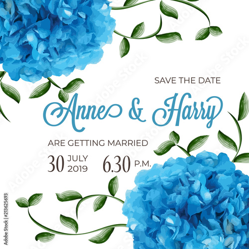 Beautiful floral wedding invitation in watercolor style
